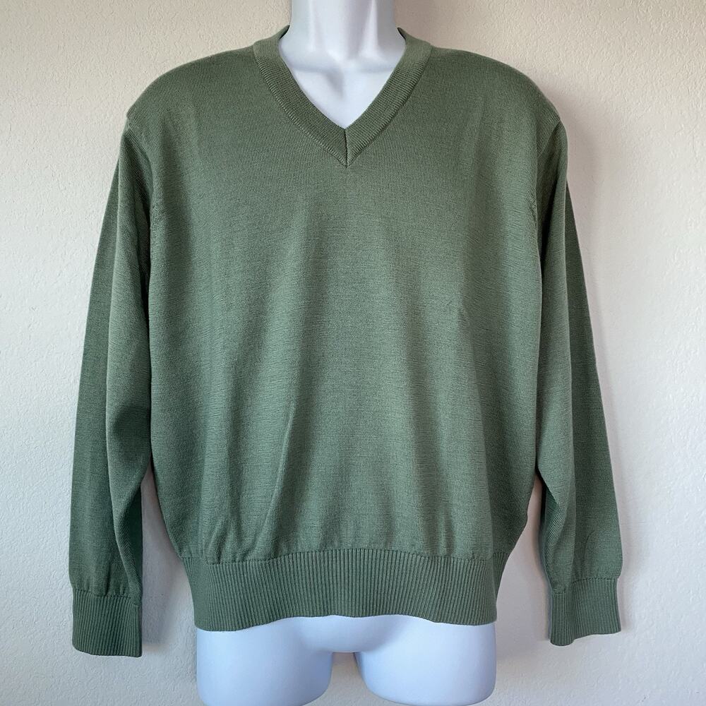 Harry Vardon Mens‎ Olive Green V Neck Small Sweater Golf Old Money Minimalist